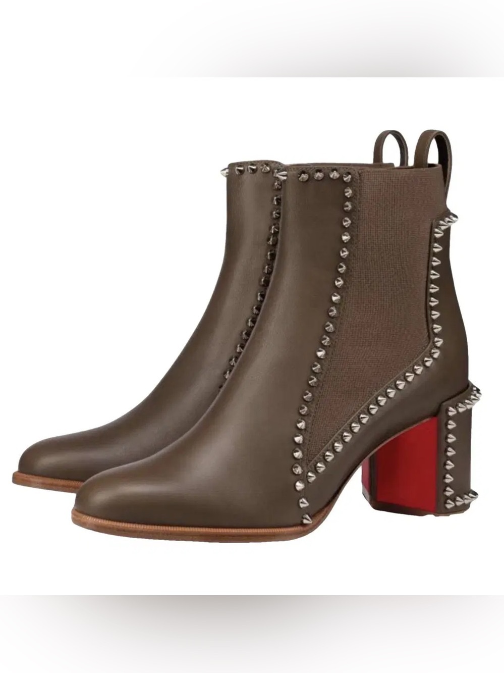 Christian Louboutin Out Line Spike Leather Ankle Boots. Size 39